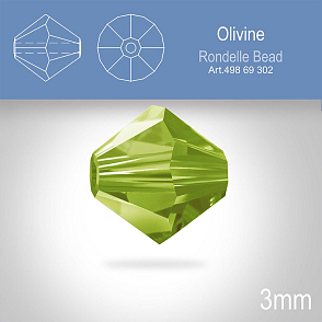 PRECIOSA Bicone (sluníčko) velikost 3mm. Barva OLIVINE. Balení 40ks