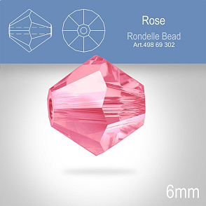 PRECIOSA Bicone MC BEAD (sluníčko) velikost 6mm. Barva ROSE. Balení 21ks .