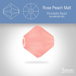 PRECIOSA Bicone (sluníčko) velikost 3mm. Barva ROSE PEACH MATT. Balení 40ks