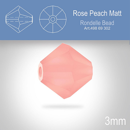 PRECIOSA Bicone (sluníčko) velikost 3mm. Barva ROSE PEACH MATT. Balení 40ks