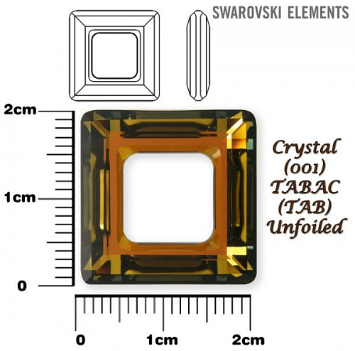 SWAROVSKI ELEMENTS Square Ring barva CRYSTAL (001) TABAC (TAB) velikost 20x20mm.