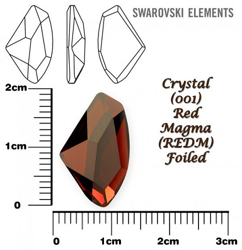 SWAROVSKI ELEMENTS 4756 barva CRYSTAL (001) RED MAGMA (REDM) velikost 19x11,5mm.