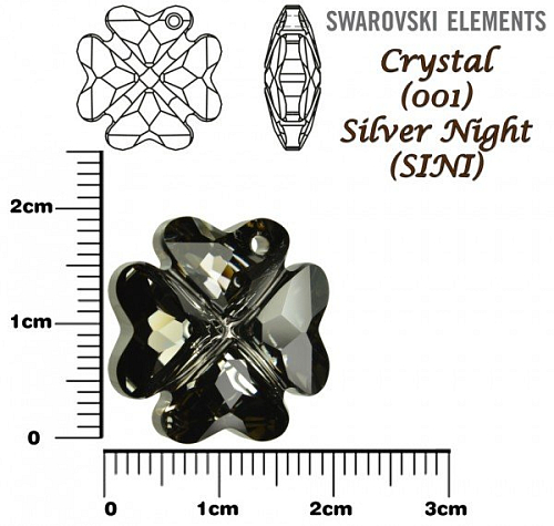 SWAROVSKI 6764 CLOVER Pendant barva CRYSTAL SILVER NIGHT velikost 19mm.