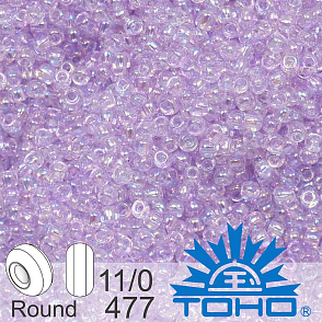 Korálky TOHO tvar ROUND (kulaté). Velikost 11/0. Barva č. 477-Dyed-Rainbow Lavender Mist. Balení 8g.