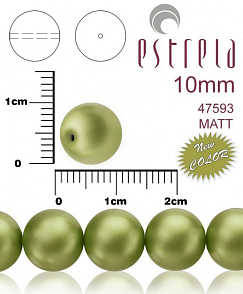 VOSKOVANÉ korále tvar kulatý. Velikost 10mm. Barva 47593 MATT (matná zelená khaki). Balení 12ks na návleku. 