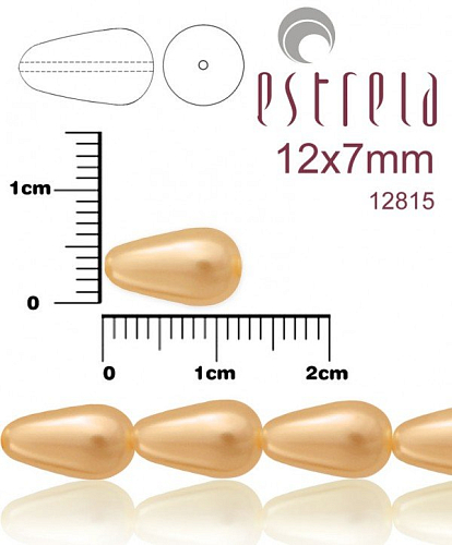 VOSKOVANÉ korále tvar kapka. Velikost 12x7mm. Barva 12815 (meruňková). Balení 10ks na návleku. 