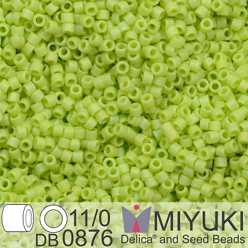 Korálky Miyuki Delica 11/0. Barva Matte Opaque Chartreuse AB DB0876. Balení 5g.