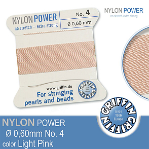 NYLON Power velmi pevná nit GRIFFIN síla nitě 0,60mm barva Light Pink