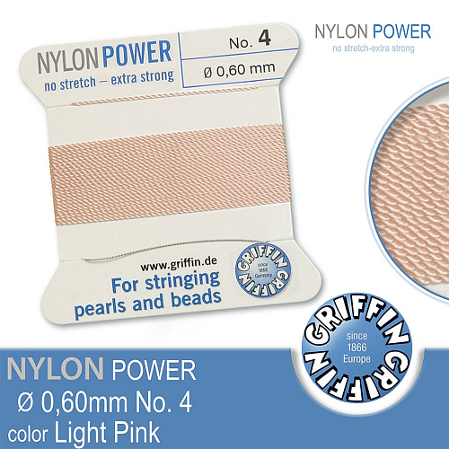 NYLON Power velmi pevná nit GRIFFIN síla nitě 0,60mm barva Light Pink