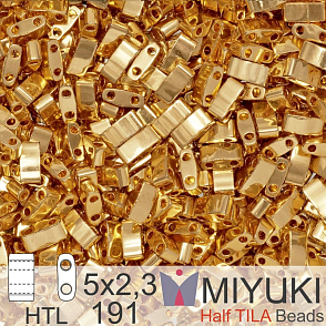 Korálky Miyuki Half Tila. Barva 24kt Gold Plated HTL 191. Balení 3g.