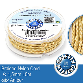 Braided NYLON (splétaná nit na náramky) GRIFFIN síla nitě 1,5mm cívka 10m. Barva Amber