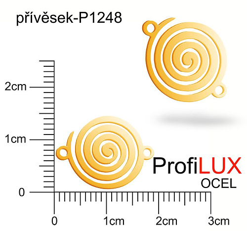 Přívěsek Ocel ozn-P1248 SPIRÁLA 2x očko  velikost 14x18mm tl.1,2mm. Barva POZLACENO. Řada přívěsků ProfiLUX