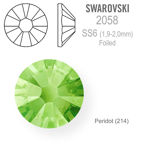 SWAROVSKI FOILED velikost SS6 barva PERIDOT 