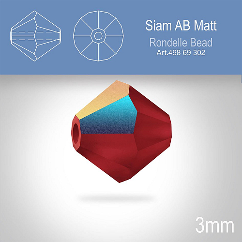 PRECIOSA Bicone (sluníčko) velikost 3mm. Barva SIAM AB MATT. Balení 40ks