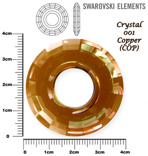 SWAROVSKI Disk Pendant 6039 barva CRYSTAL COPPER velikost 38mm.