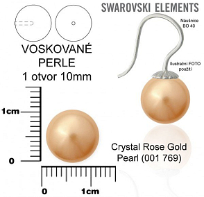 SWAROVSKI ELEMENTS 5818 Voskované Perle 1otvor barva CRYSTAL ROSE GOLD PEARL (001 769) velikost 10mm.