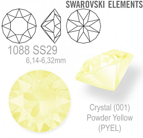 SWAROVSKI 1088 XIRIUS Chaton SS29 (6,14-6,32mm) barva Crystal (001) Powder Yellow (PYEL). 