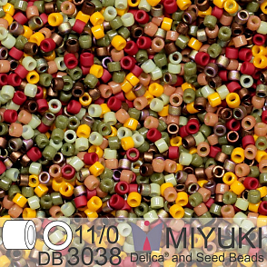 Korálky Miyuki Delica 11/0. Barva Indian Summer Mix DB3038. Balení 5g