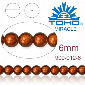 MIRACLE beads original Japan. Velikost 6mm. Barva 012 BRONZE.