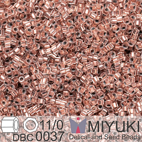 Korálky Miyuki Delica (fazetované) 11/0. Barva Copper Lined Crystal Cut  DBC0037. Balení 5g.
