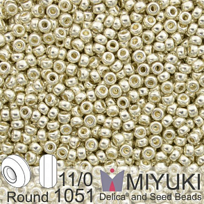Korálky Miyuki Round 11/0. Barva 1051 Galv Silver. Balení 5g