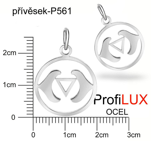 Přívěsek Chirurgická Ocel ozn-P561 Medailon čakra ĆELNÍ velikost pr.19mm tl.1.0mm. Řada přívěsků ProfiLUX. 
