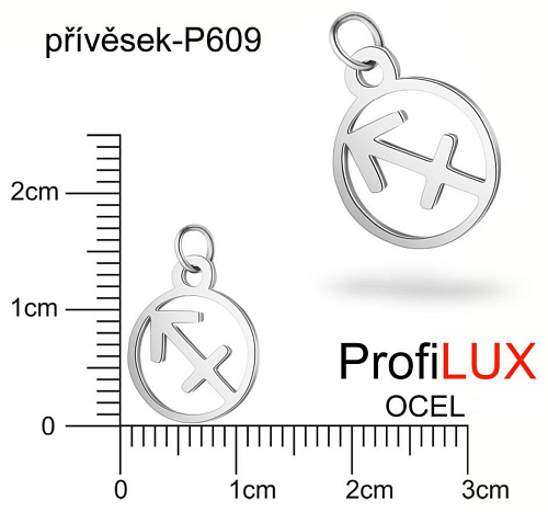 Přívěsek Chirurgická Ocel ozn-P609 Znamení Zvěrokruhu STŘELEC velikost 11x13mm tl.1.2mm. Řada přívěsků ProfiLUX