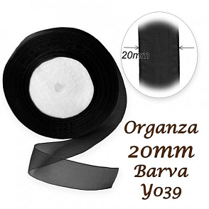 ORGANZA stuha šířka 20mm. Číslo Y039 barva ČERNÁ. 