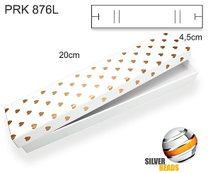 Krabička na šperky. Materiál papír . Ozn. PRK 876L. Velikost 20x4,5cm. Barva BÍLÁ se srdíčky