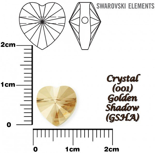 SWAROVSKI KORÁLKY Heart Bead barva CRYSTAL GOLDEN SHADOW velikost 10mm