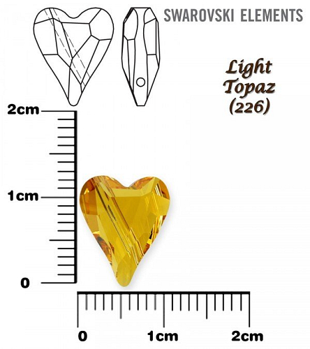 SWAROVSKI KORÁLKY 5743 Heart Bead barva LIGHT TOPAZ velikost 12mm.