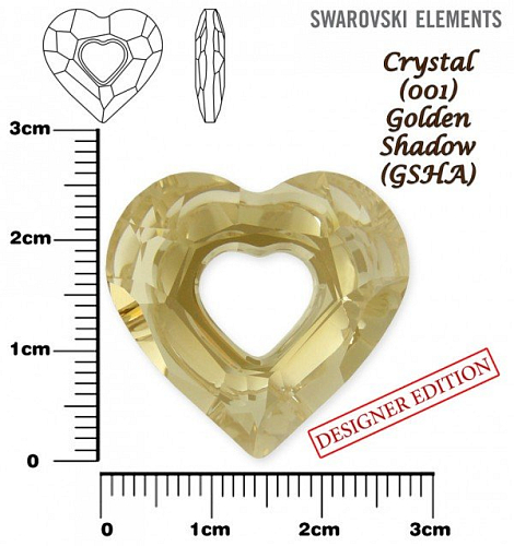 SWAROVSKI 6262 Miss U Heart barva CRYSTAL GOLDEN SHADOW velikost 26mm.