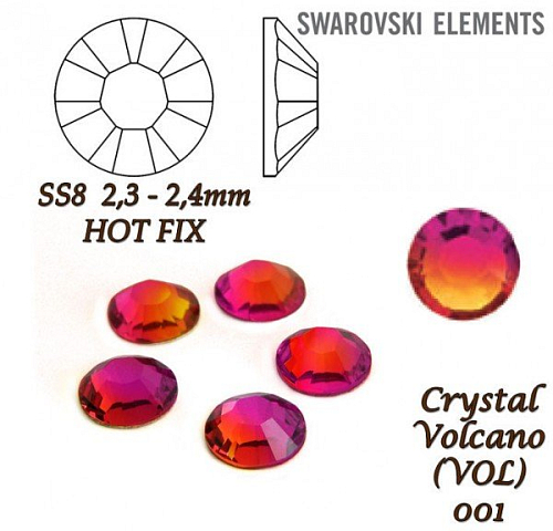 SWAROVSKI xilion rose HOT-FIX velikost SS8 barva CRYSTAL VOLCANO 