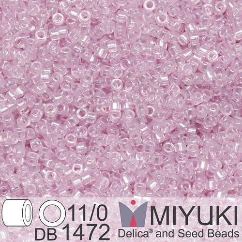 Korálky Miyuki Delica 11/0. Barva Transparent Pale Rose Luster DB1472. Balení 5g.