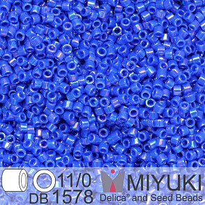 Korálky Miyuki Delica 11/0. Barva Opaque Cyan Blue AB  DB1578. Balení 5g
