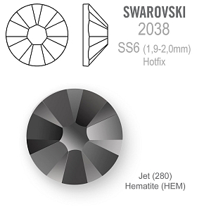 SWAROVSKI XILION rose HOT-FIX velikost SS6 barva JET 280 HEMATITE 