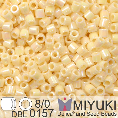 Korálky Miyuki Delica 8/0. Barva Op Cream AB DBL0157. Balení 5g.