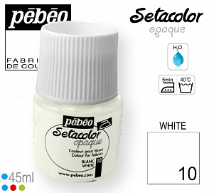 Barva na Textil SETACOLOR OPAQUE Pebeo. barva č. 10 WHITE. Balení 45ml.