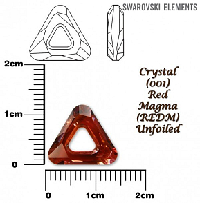 SWAROVSKI ELEMENTS Cosmic Triangle 4737 barva CRYSTAL (001) RED MAGMA (REDM) velikost 14mm.