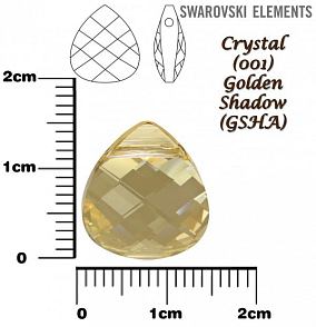 SWAROVSKI Flat Briolette 6012 barva CRYSTAL (001) GOLDEN SHADOW  velikost 15,4x14,0mm.