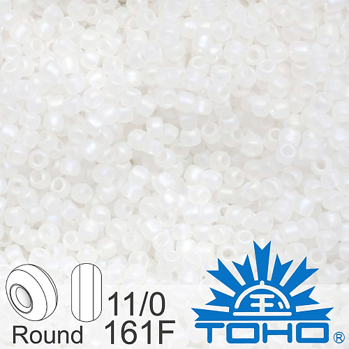 Korálky TOHO tvar ROUND (kulaté). Velikost 11/0. Barva č. 161F-Trans-Rainbow-Frosted Crystal . Balení 8g.