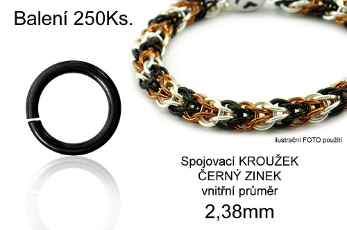 Spojovací KROUŽEK balení. Průměr vnitřní 2,38mm. Tl.0,8mm. Balení 250ks. Barva ANTRACIT. 