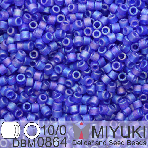 Korálky Miyuki Delica 10/0. Barva Matte Transparent Cobalt AB DBM0864. Balení 5g.