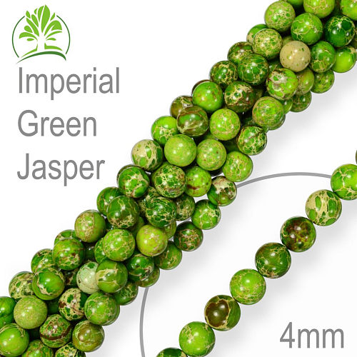 Korálky z minerálů Imperial Green Jasper přírodní polodrahokam. Velikost pr.4mm. Balení 18Ks.