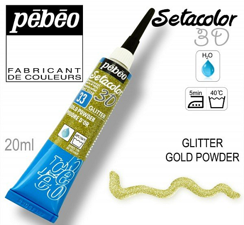 Kontura 3D SETACOLOR. Výrobce Pebeo. Barva 33 GLITTER GOLD POWDER. 