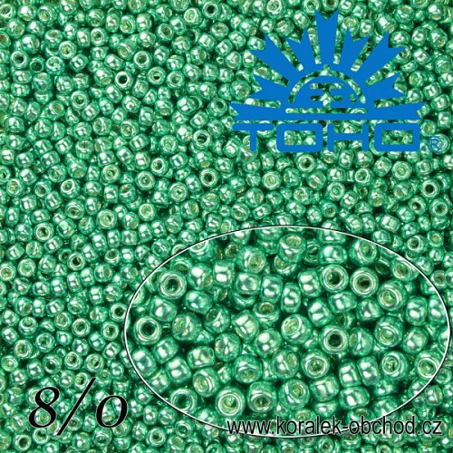 Korálky TOHO tvar ROUND (kulaté). Velikost 8/0. Barva č. 561-Galvanized Green Teal. Balení 10g.
