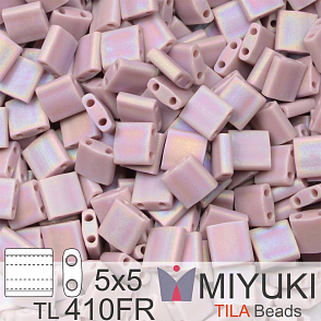 Korálky MIYUKI tvar TILA BEADS velikost 5x5mm. Barva TL-410FR Matte Opaque Mauve AB. Balení 5g.