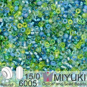 Korálky Miyuki Round 15/0. Barva Mix - Electric Blue Lagoon  6005. Balení 5g.