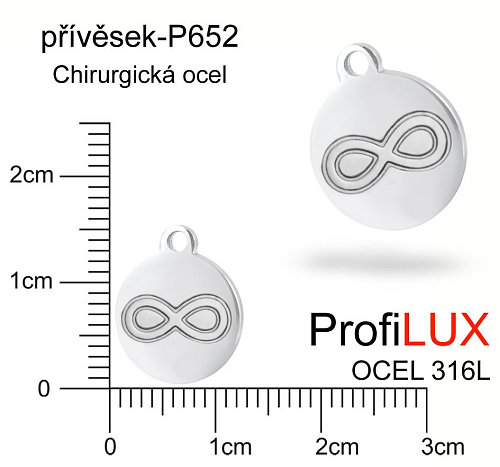 Přívěsek Chirurgická Ocel ozn-P652 Medailon s NEKONEČNO velikost 12x14mm tl.1.5mm. Řada přívěsků ProfiLUX
