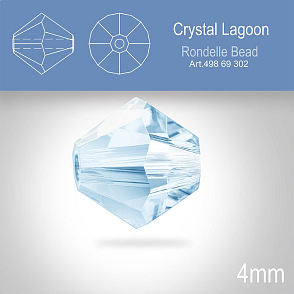 PRECIOSA Bicone MC BEAD (sluníčko) velikost 4mm. Barva CRYSTAL LAGOON. Balení 30ks .